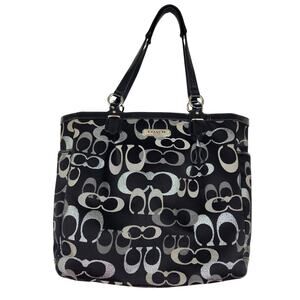 Coach Signature Jacquard Patent Trim Shoulder Handbag H12661-F19675